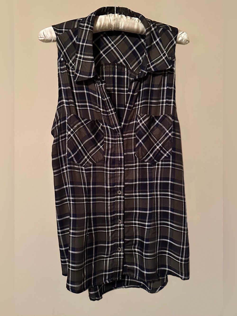 Rock & Republic Sleeveless Plaid Button-Down NWT